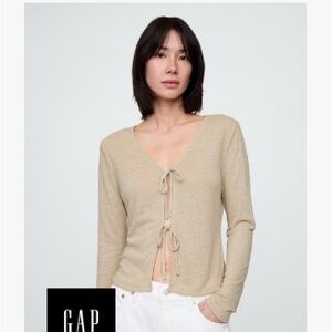 GAP Linen Blend Tie Front Cardigan
